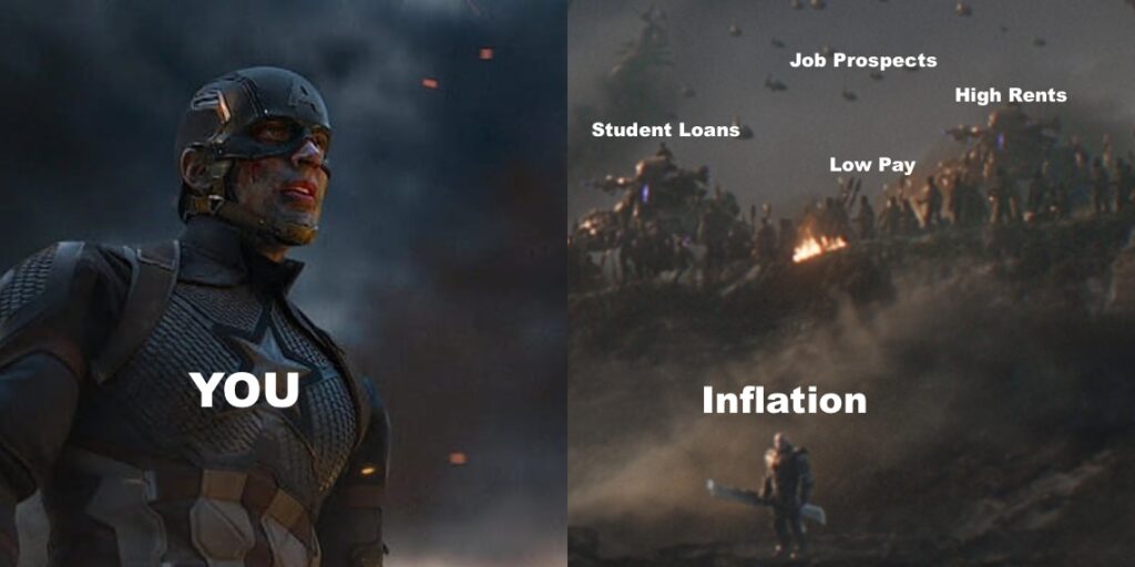 Captain America facing Thanos and his army